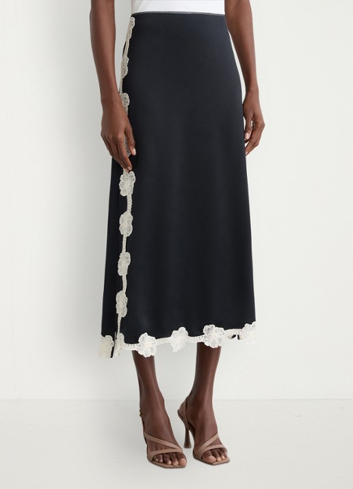 Reiss Doa midi rok van satijn met details van kant