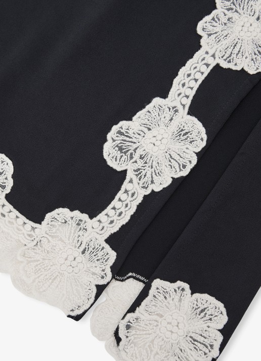Reiss Doa midi rok van satijn met details van kant - detail 7 donkerblauw