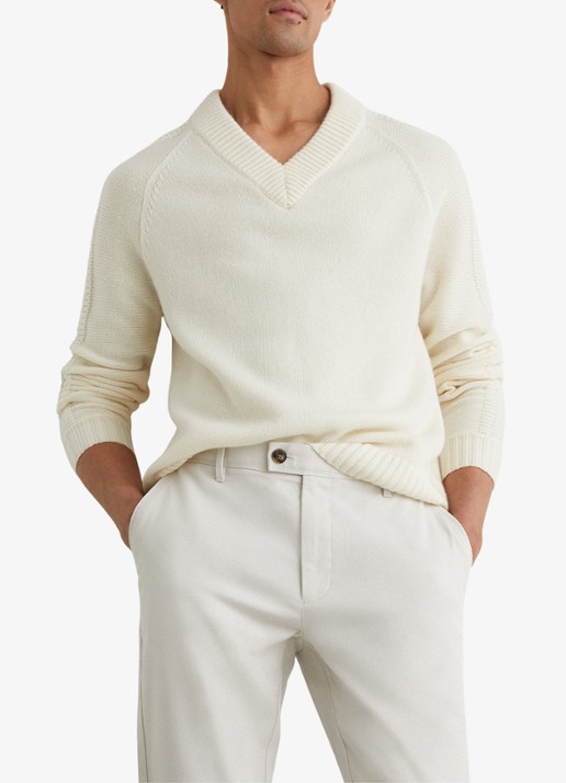 Reiss Dobby straight fit chino van katoen