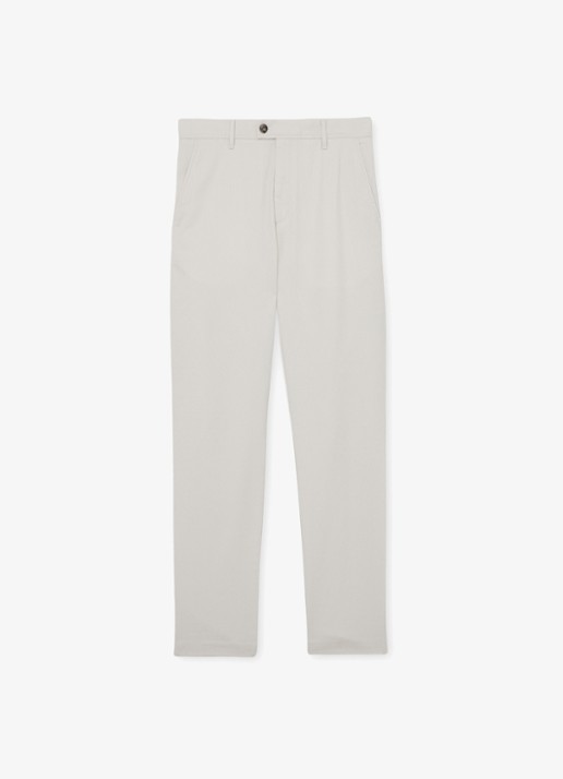 Reiss Dobby straight fit chino van katoen  - voorkant 4 gebroken wit