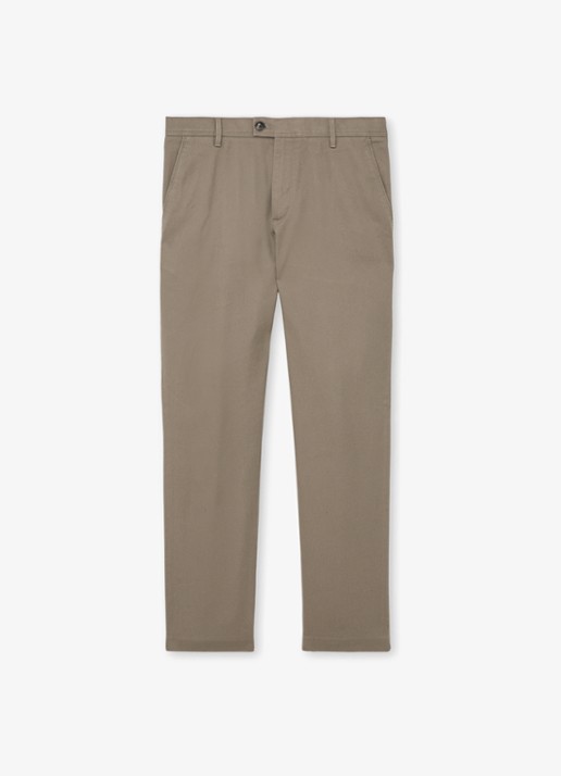 Reiss Dobby straight fit chino van katoen  - voorkant 2 lichtbruin