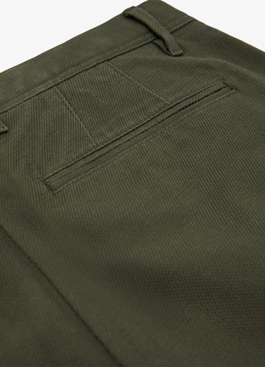 Reiss Dobby straight fit chino van katoen  - detail 6 bronsgroen