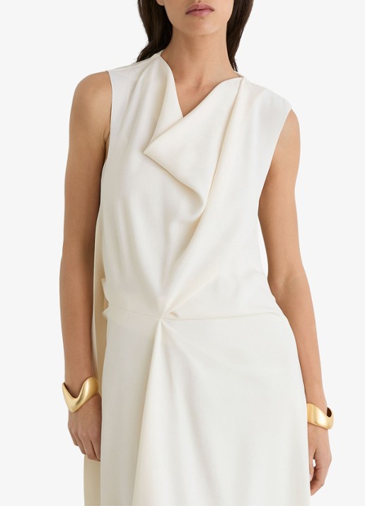 Reiss Dorota midi jurk met watervalhals - detail 2 wit