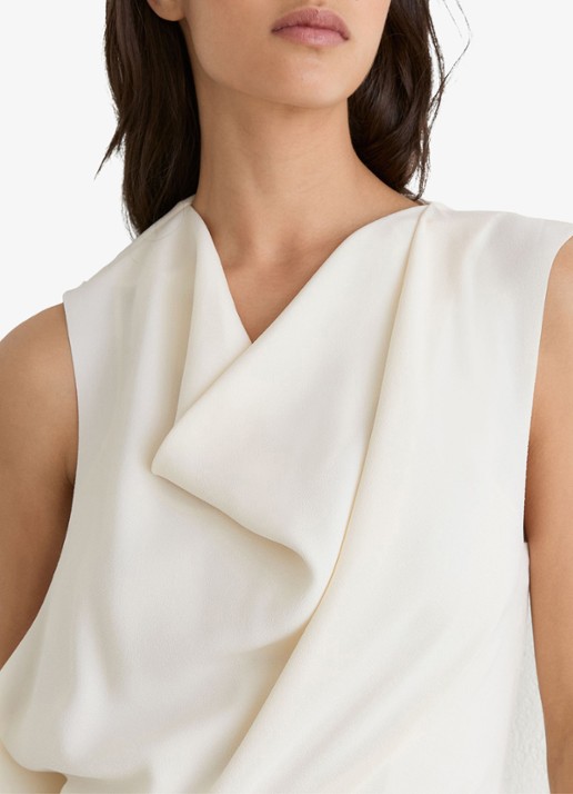 Reiss Dorota midi jurk met watervalhals - detail 3 wit