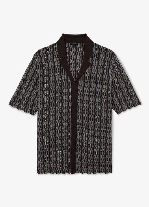 Reiss Drake regular fit overhemd met structuur - voorkant brown / bruin