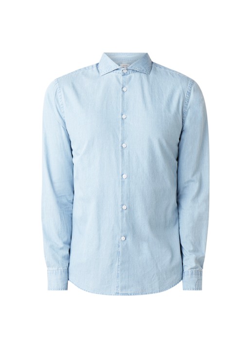 Reiss Draper regular fit overhemd van chambray - voorkant 3 jeans