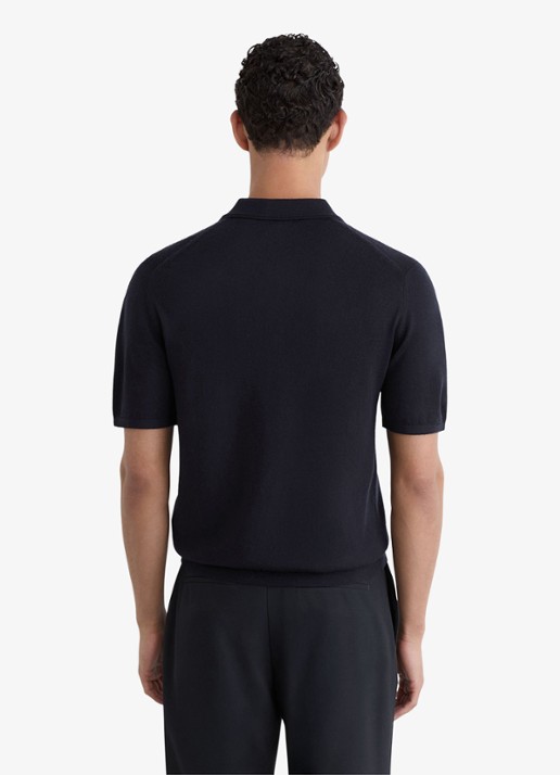 Reiss Drayton regular fit fijngebreid overhemd van wol - achterkant 6 navy / blauw