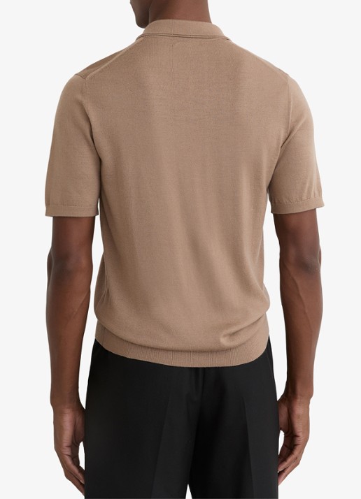 Reiss Duchie regular fit polo van merino wol - achterkant camel