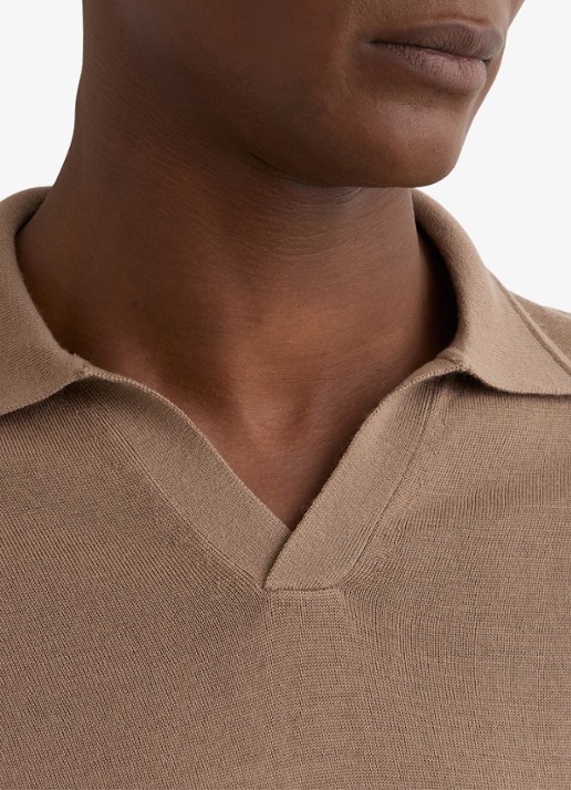 Reiss Duchie regular fit polo van merino wol - detail 5 camel