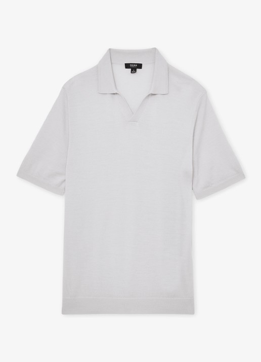 Reiss Duchie regular fit polo van merino wol - voorkant 5 lichtblauw