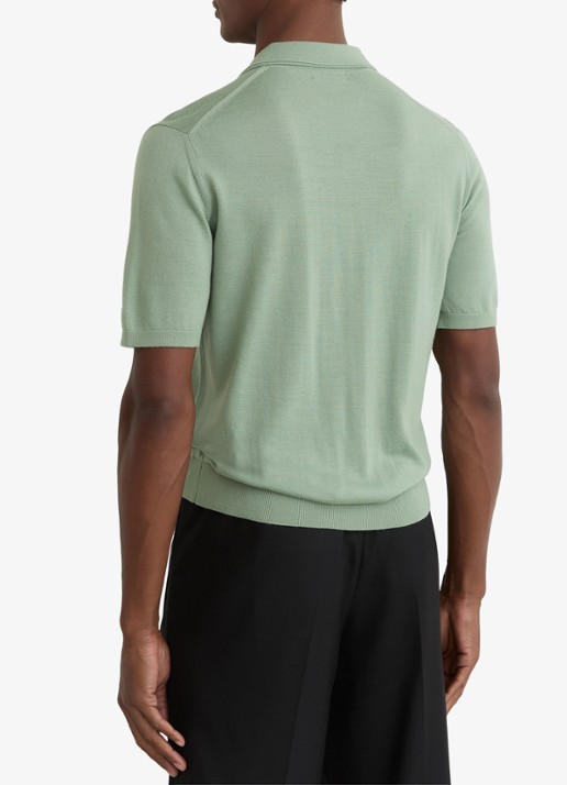 Reiss Duchie regular fit polo van merino wol - achterkant lichtgroen