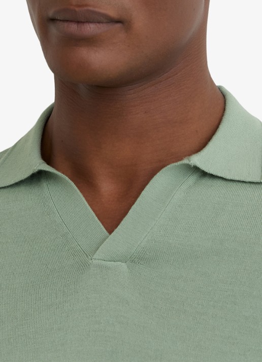 Reiss Duchie regular fit polo van merino wol - detail 5 lichtgroen