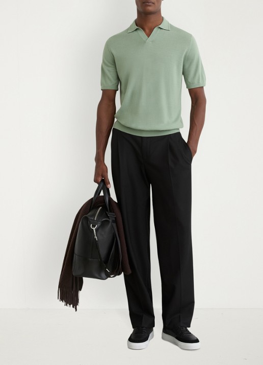 Reiss Duchie regular fit polo van merino wol - voorkant 3 lichtgroen