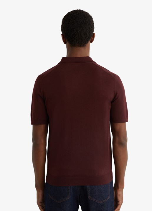 Reiss Duchie regular fit polo van merino wol - achterkant rood