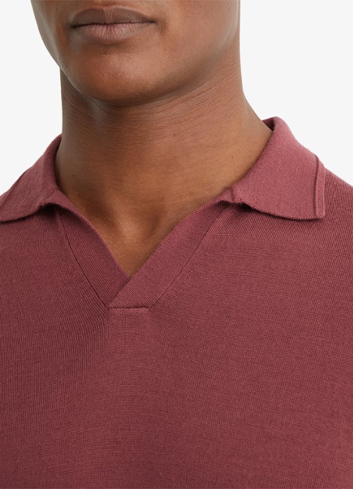 Reiss Duchie regular fit polo van merino wol - detail 2 roze