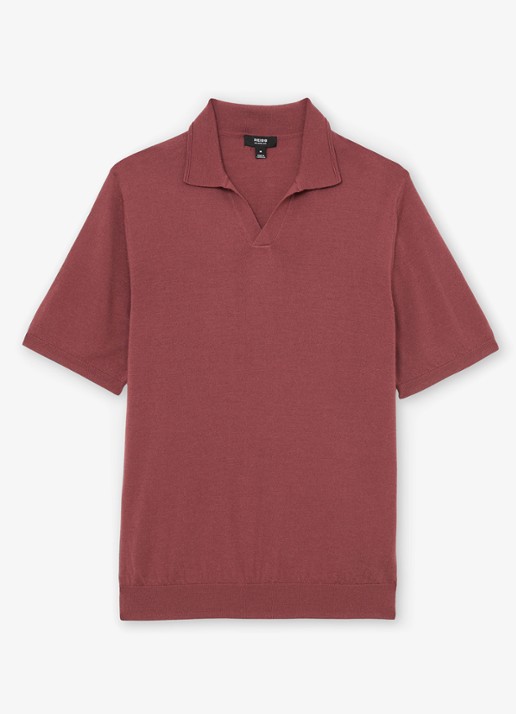 Reiss Duchie regular fit polo van merino wol - voorkant 5 roze