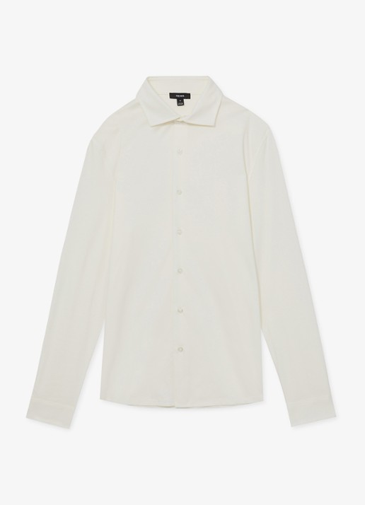 Reiss Duke slim fit overhemd van jersey - voorkant 4 creme