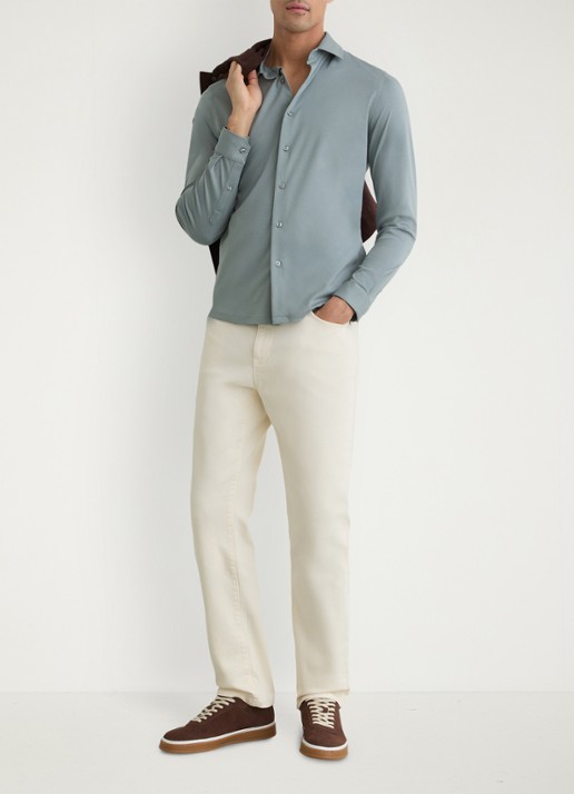 Reiss Duke slim fit overhemd - voorkant 5 steel blue / blauw