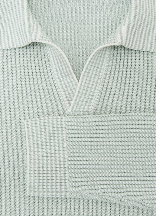 Reiss Dunbar gebreide polo met ribstructuur - detail 6 lindegroen