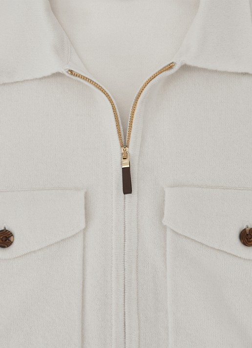 Reiss Dunstall fijngebreid vest van wol met opgestikte zakken - detail 4 wit
