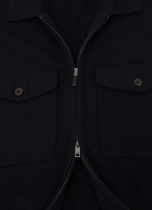 Reiss Dunstall fijngebreid vest van wol met opgestikte zakken - detail 7 donkerblauw