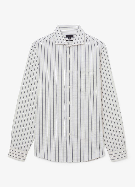 Reiss Dupree regular fit overhemd met streepprint en borstzak - voorkant wit