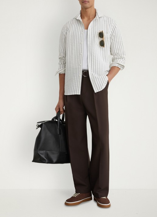 Reiss Dupree regular fit overhemd met streepprint en borstzak - voorkant 2 wit