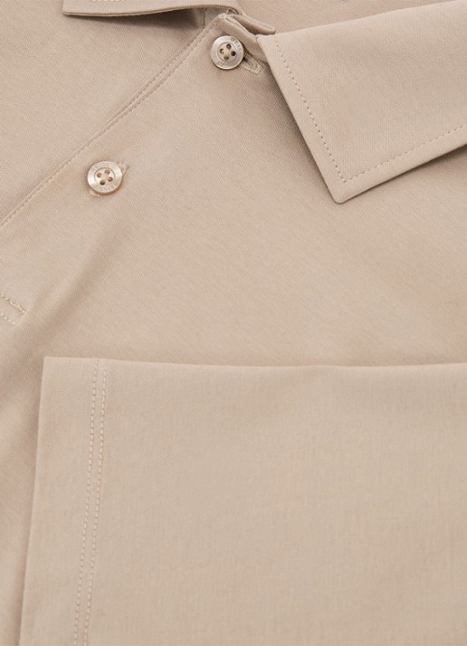 Reiss Earl regular fit polo met gemêleerd dessin - detail beige