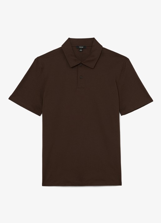 Reiss Earl regular fit polo van katoen - voorkant brown / bruin