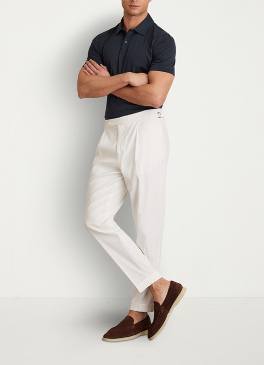 Reiss Earl slim fit polo met stretch - voorkant 5 donkerblauw