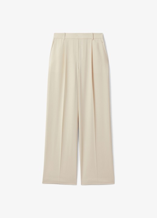 Reiss Eden high waist wide fit pantalon met steekzakken - voorkant creme