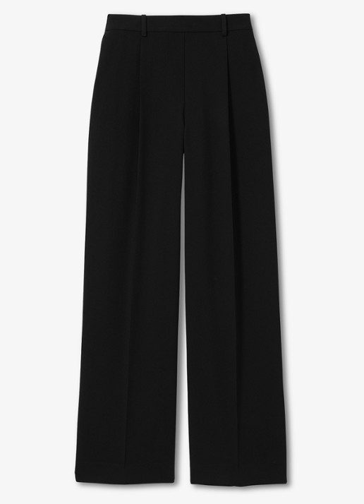 Reiss Eden high waist wide fit pantalon met steekzakken - voorkant black / zwart