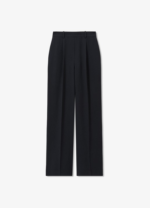 Reiss Eden high waist wide fit pantalon met steekzakken - voorkant 2 donkerblauw