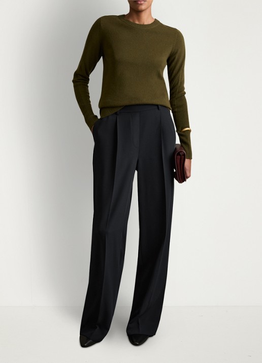 Reiss Eden high waist wide fit pantalon met steekzakken - voorkant 3 donkerblauw