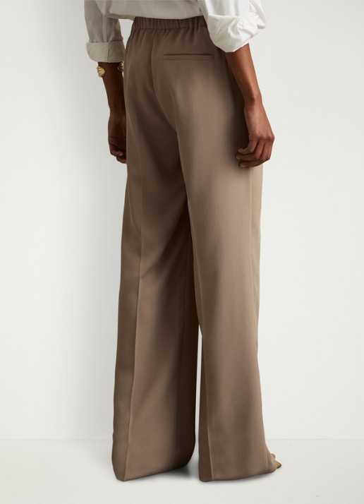 Reiss Eden high waist wide fit pantalon met steekzakken - achterkant naturel