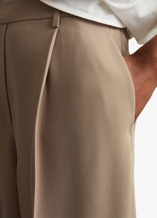 Reiss Eden high waist wide fit pantalon met steekzakken - detail 4 naturel