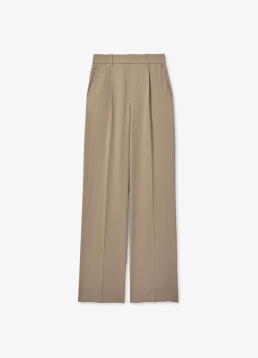 Reiss Eden high waist wide fit pantalon met steekzakken - voorkant 2 naturel