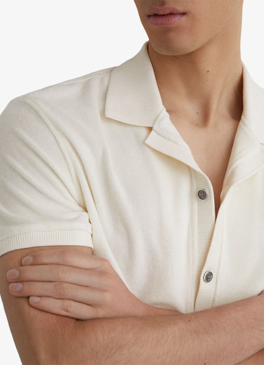 Reiss Eden overhemd van badstof - detail 3 white / wit