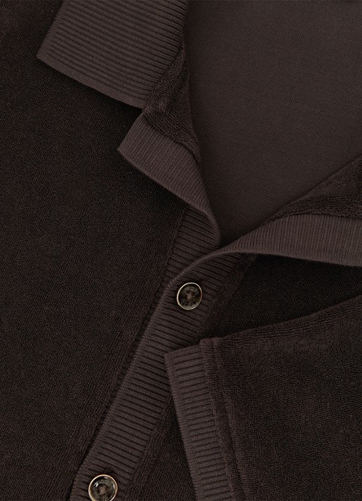 Reiss Eden overhemd van badstof - detail 5 chocoladebruin