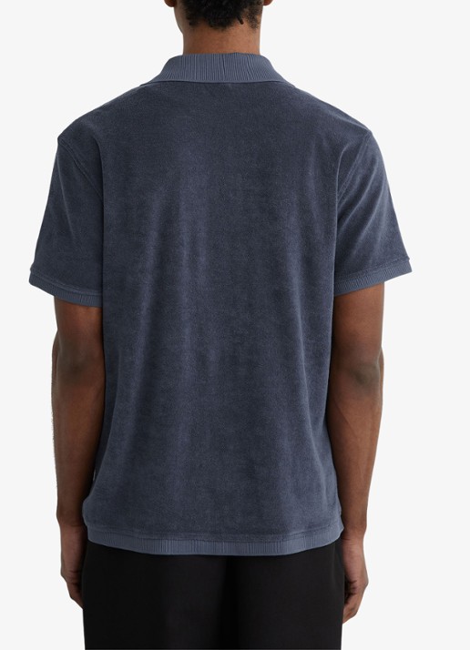 Reiss Eden overhemd van badstof - achterkant 3 airforce blue / blauw
