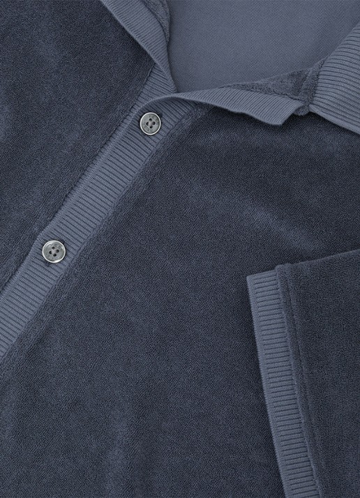 Reiss Eden overhemd van badstof - detail 6 airforce blue / blauw