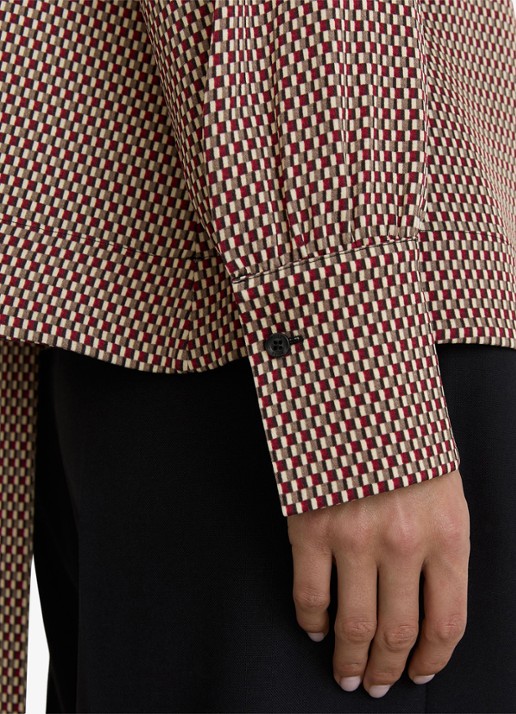Reiss Eden top met stippenprint en sjaalkraag  - detail 6 bruin