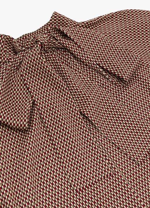 Reiss Eden top met stippenprint en sjaalkraag  - detail 7 bruin