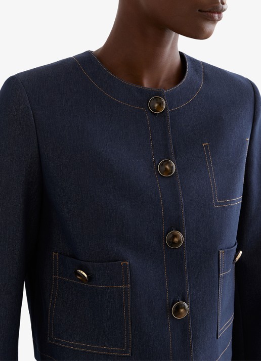 Reiss Edie cropped jack met opgestikte zakken - detail 2 donkerblauw
