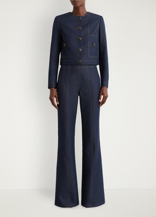 Reiss Edie cropped jack met opgestikte zakken - detail 3 donkerblauw