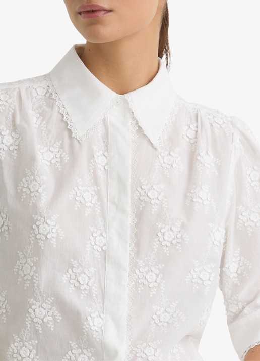 Reiss Edwina blouse met bloemborduring - detail 4 wit