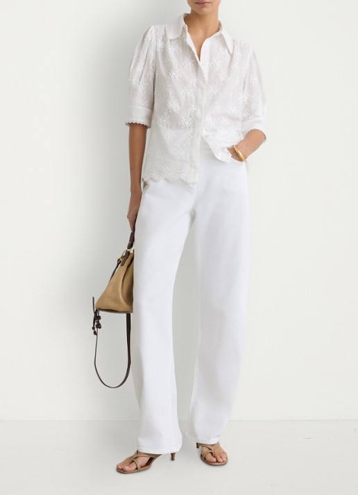 Reiss Edwina blouse met bloemborduring - voorkant 2 wit