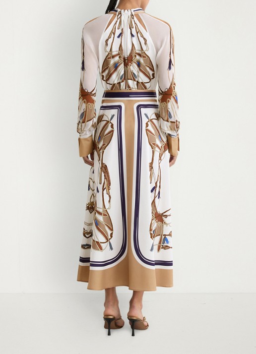 Reiss Ellie midi tuniekjurk met sjaalkraag - detail 8 lichtbruin