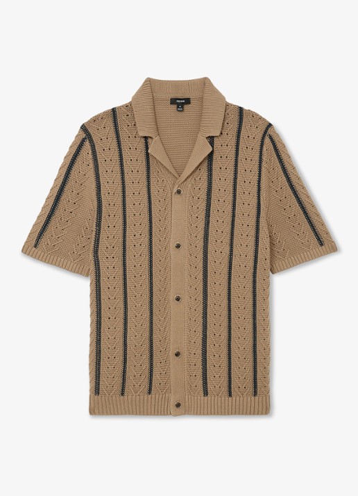 Reiss Ellingham grofgebreide trui in katoenblend - voorkant 2 camel