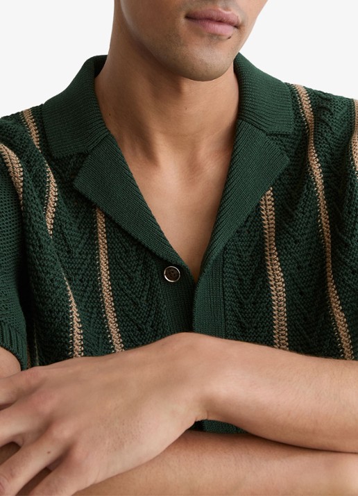 Reiss Ellingham grofgebreide trui in katoenblend - detail 5 groen